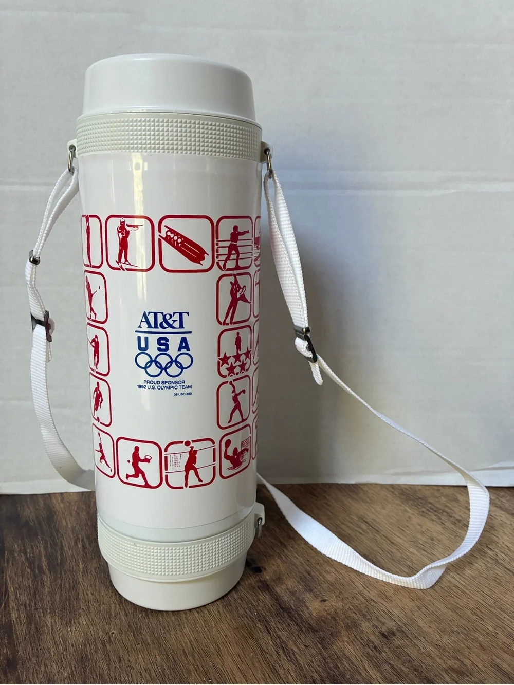VTG Tiger Vacuum Thermos Bottle 1992 Olympics USA Mikasa Japan Strap RARE